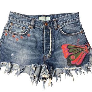 Free People Fields Of Sun Butterfly Cut Off Shorts